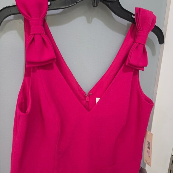 Eliza J Hot Pink Bow Shoulder Sheath Dress Size 10 NWT Elegant Cocktail - Picture 4 of 11